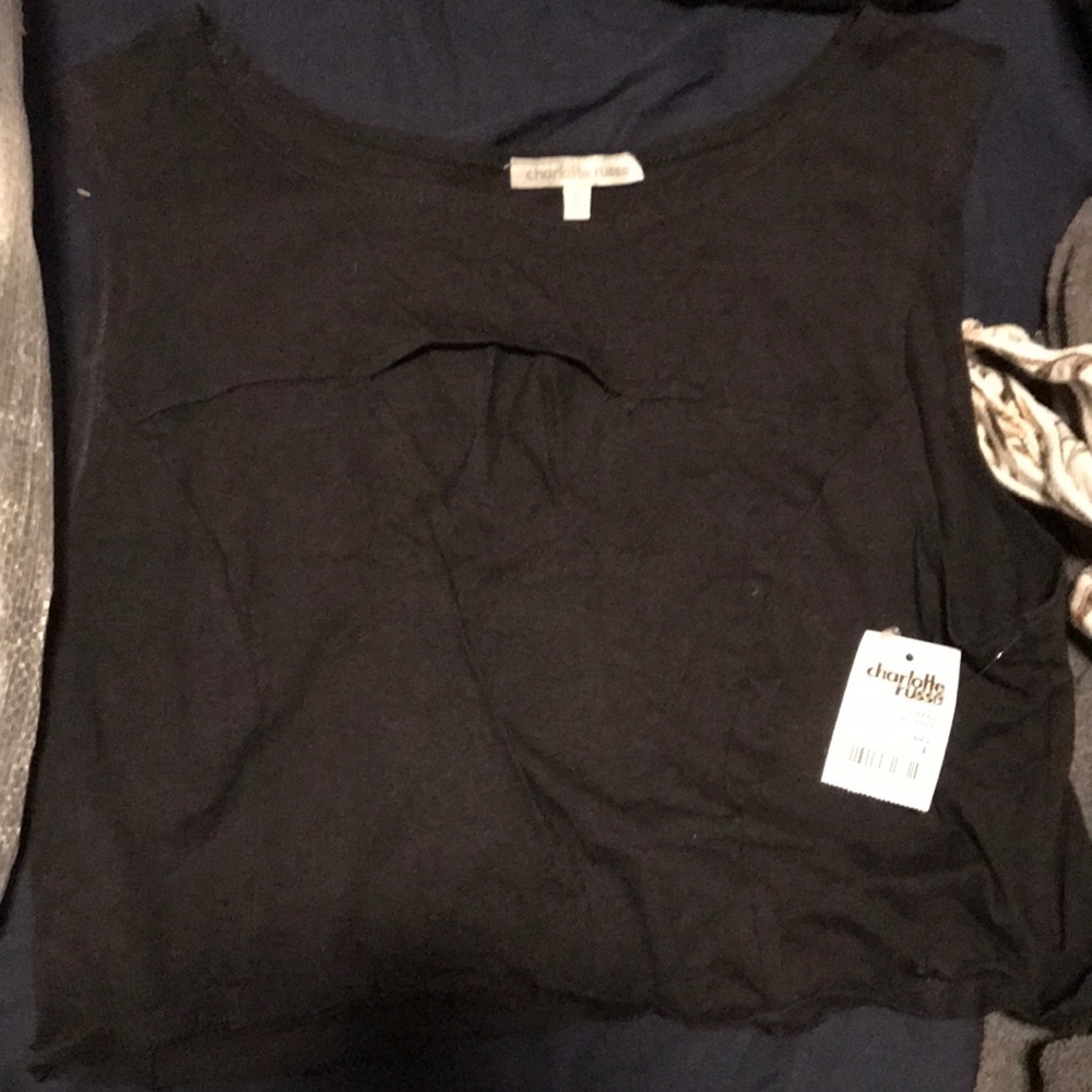 Black crop top with cut out